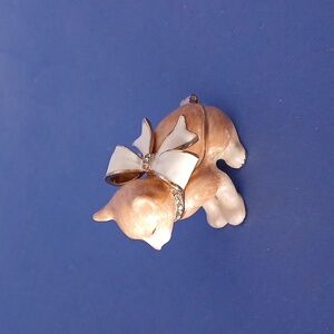 Kitty Cat MINI Enameled Trinket Box Embellished with Rhinestones 2"